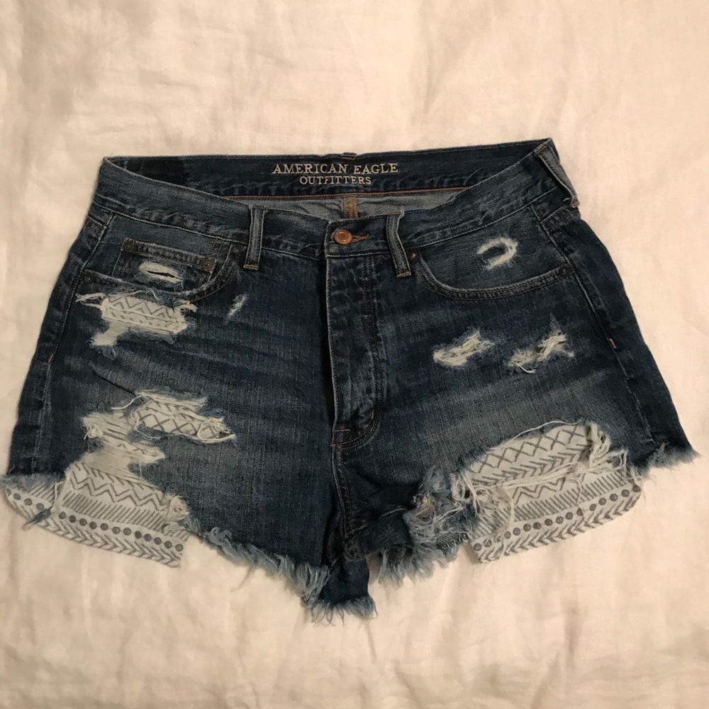 American Eagle Cropped Distressed Denim Shorts